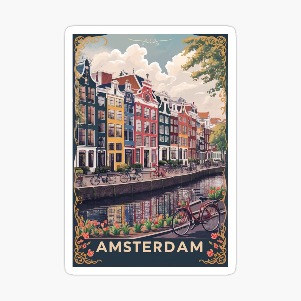 Amsterdam Vintage Travel Poster Photographic Print