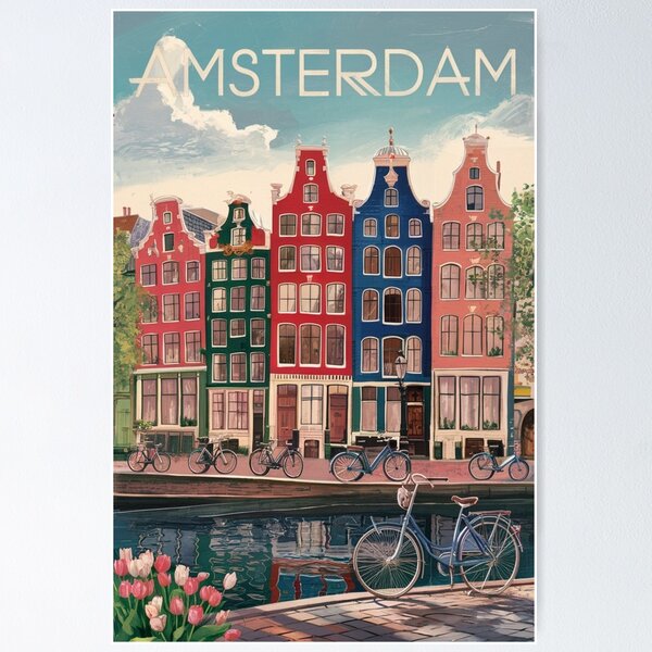 Aperçu de l'œuvre Affiche de voyage vintage d'Amsterdam créée et vendue par TravelerRat.