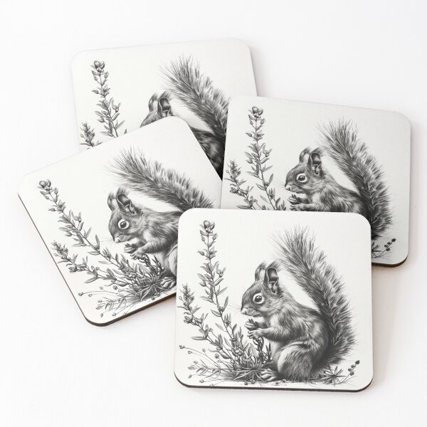 Item preview, Black and white Squirrel pencil drawing designed and sold by Pencil-Art.