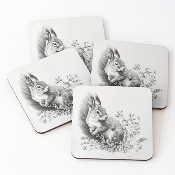 Item preview, Black and white Squirrel pencil drawing designed and sold by Pencil-Art.