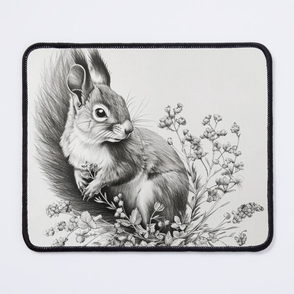 Item preview, Black and white Squirrel pencil drawing designed and sold by Pencil-Art.