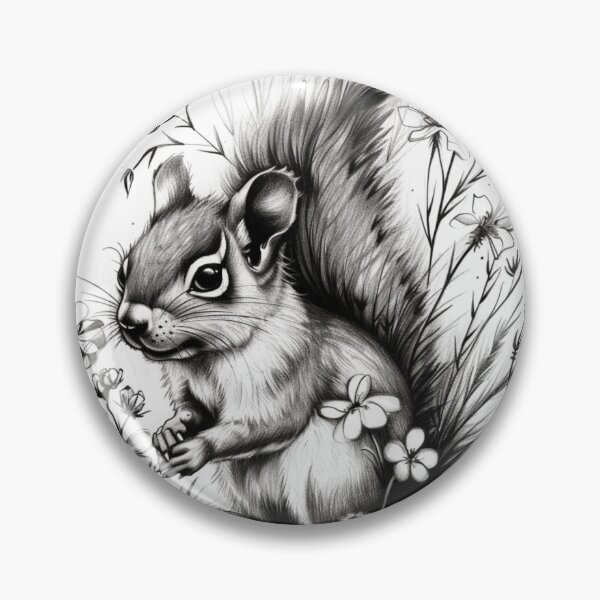 Item preview, Black and white Squirrel pencil drawing designed and sold by Pencil-Art.