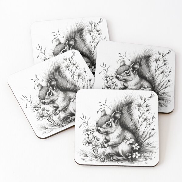 Item preview, Black and white Squirrel pencil drawing designed and sold by Pencil-Art.