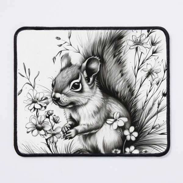 Item preview, Black and white Squirrel pencil drawing designed and sold by Pencil-Art.