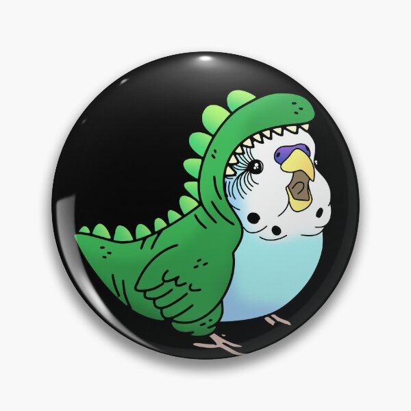 Item preview, blue budgie dressed like dinosaur designed and sold by FandomizedRose.