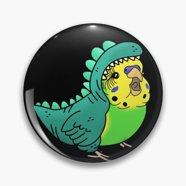 Item preview, green budgie dressed like dinosaur designed and sold by FandomizedRose.