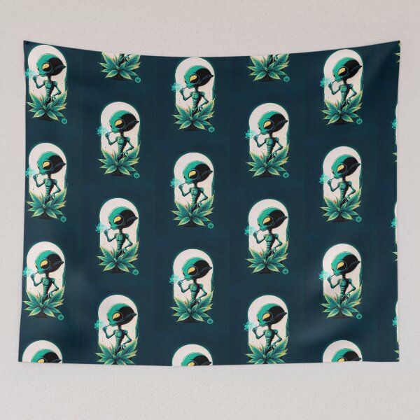 Item preview, Alien smoking weed designed and sold by GreenKingShop.