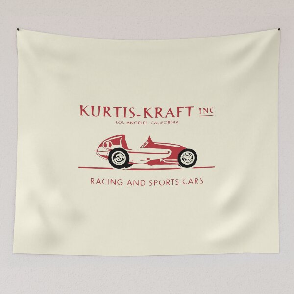Item preview, Vintage Kurtis Kraft Inc racing and sports cars - red print designed and sold by retropetrol.