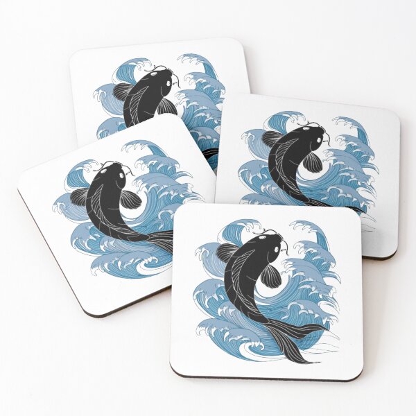 Item preview, koi fish and blue waves designed and sold by 123ks.