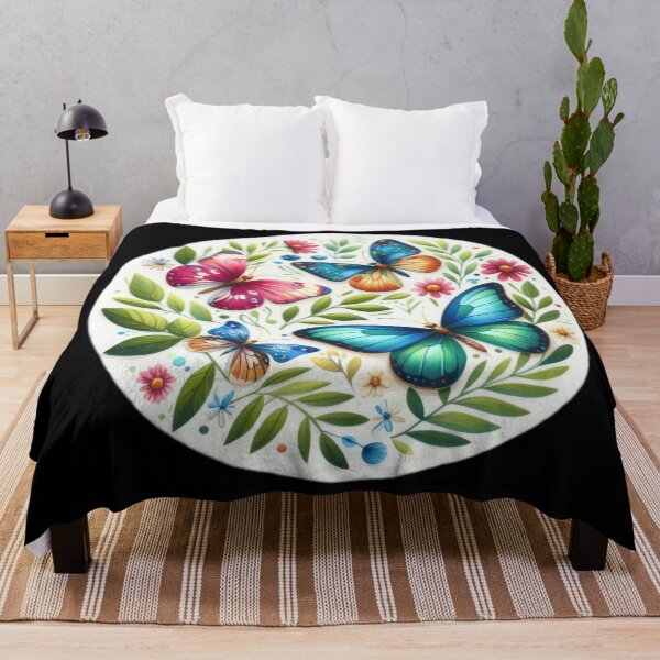 Item preview, colorful butterflies with flowers and leaves Botanical Beauty Floral Arrangements designed and sold by Expressions-Sel.