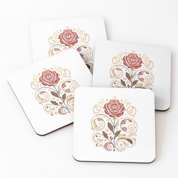 Item preview, 'Folk Art Rose' Floral Rose Pattern Design, Flower Lover, Nature Lover, Gift Idea designed and sold by RootedAvenueCo.