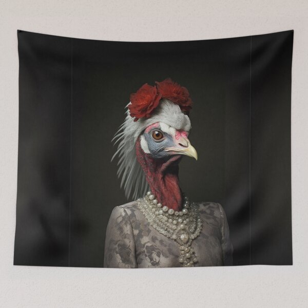 Item preview, Elegant Turkey with Pearl Necklace and Floral Headpiece designed and sold by Sillytoe.