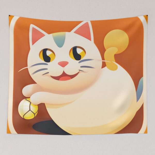Item preview, Smiling Cat Playing Ball designed and sold by AbeeRedB.