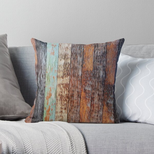 primitive western country farmhouse brown barn wood Throw Pillow