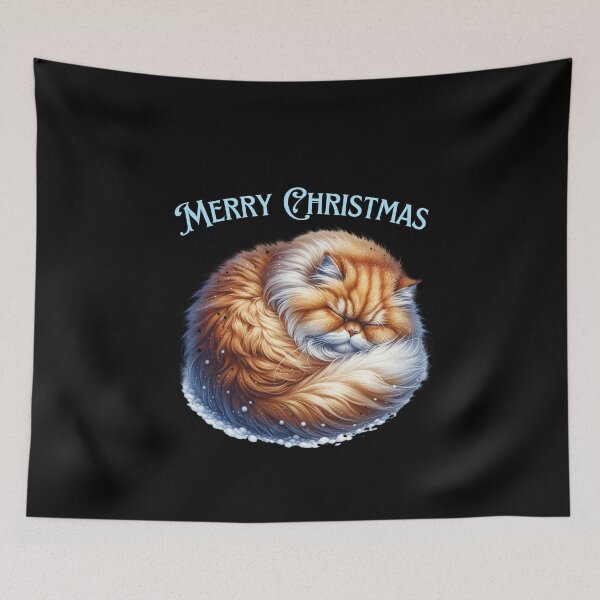 Item preview, Merry Christmas winter orange Persian cat designed and sold by BritishDelights.