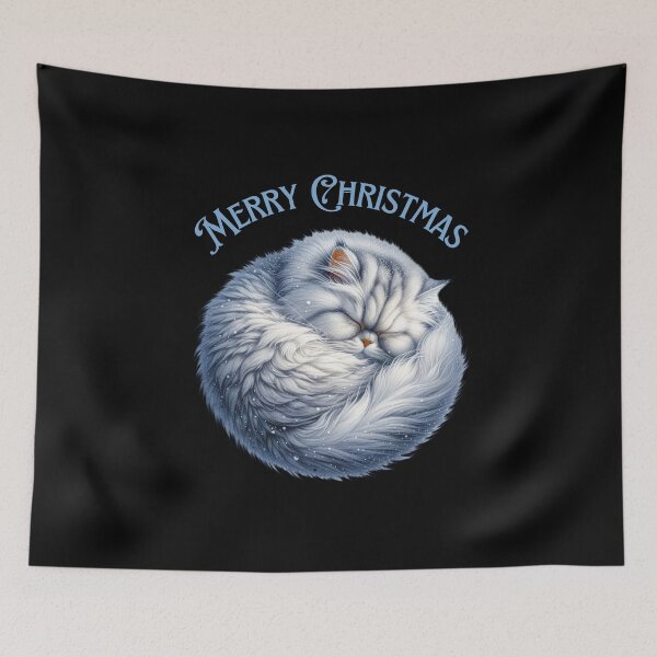 Item preview, Merry Christmas winter Chinchilla Persian cat designed and sold by BritishDelights.
