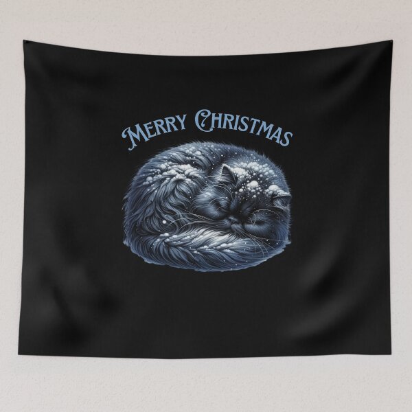Item preview, Merry Christmas winter Black Persian cat designed and sold by BritishDelights.