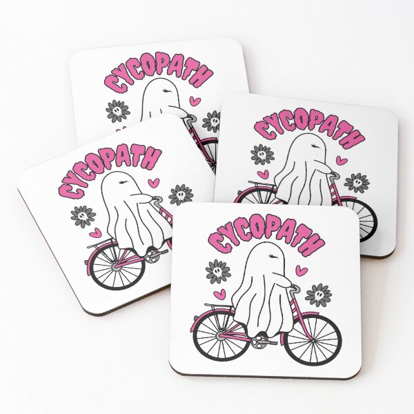 Item preview, Halloween Ghost riding bicycle Hot Pink, Flowers, Cycopath, Skull, Funny, Hearts designed and sold by MrsCreative1.