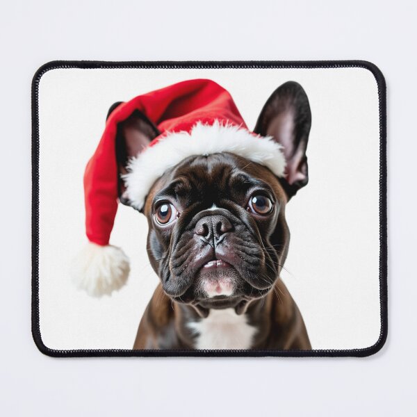 Item preview, Funny French Bulldog Wearing Christmas Hat designed and sold by LazyOwlStore.