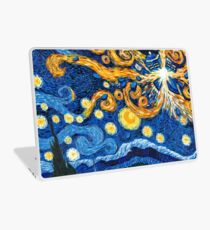 Van Gogh and the Exploding Tardis Inspired Acrylic Painting Laptop Skin