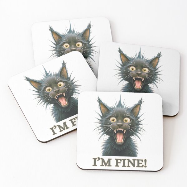 Item preview, I’m Fine - Funny Frazzled Cat Meme designed and sold by JesterKrewArt.