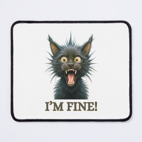 Item preview, I’m Fine - Funny Frazzled Cat Meme designed and sold by JesterKrewArt.