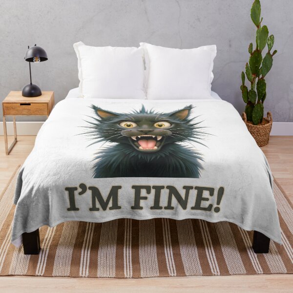 Item preview, I’m Fine - Funny Frazzled Cat Meme designed and sold by JesterKrewArt.