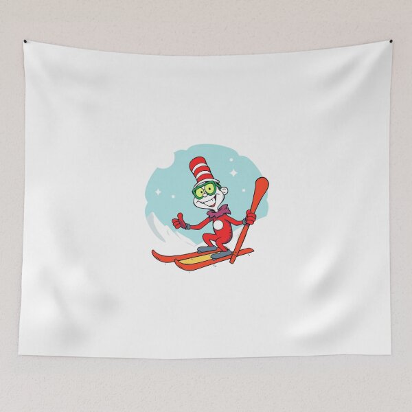 Item preview, Whimsical Ski Atomic Cartoon - Red Hat & Snowy Mountain Scene designed and sold by EchoFusion.