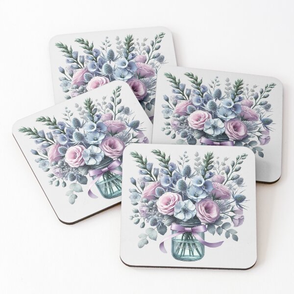 Item preview, Whimsical Lisianthus and Sea Holly Floral Art designed and sold by AlexandruStoian.