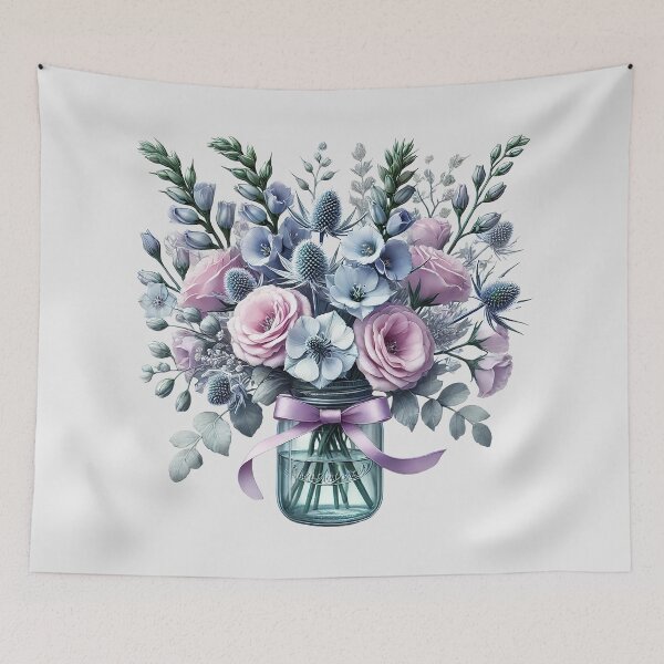 Item preview, Whimsical Lisianthus and Sea Holly Floral Art designed and sold by AlexandruStoian.