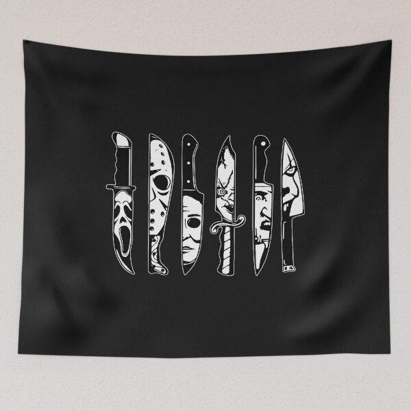 Item preview, Horror Movie Characters in Knives, Funny Halloween Films designed and sold by SavannalCronam.