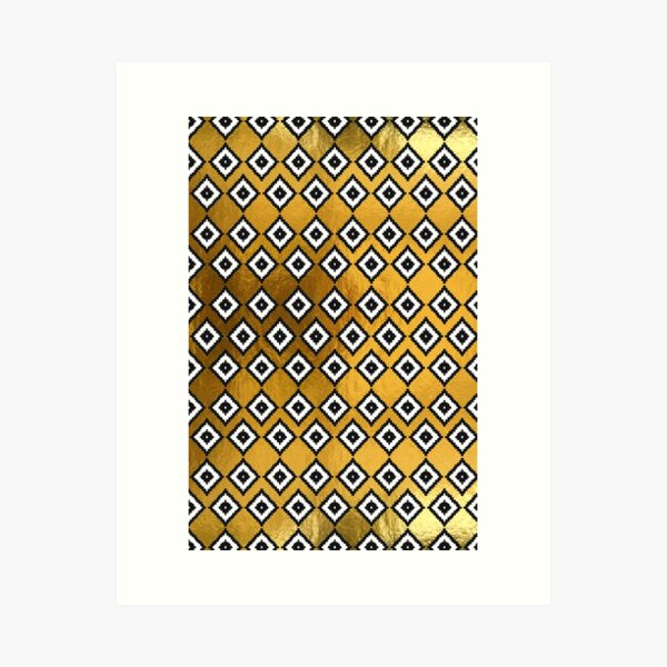 Aperçu de l'œuvre Motif amérindien doré, motif ethnique Navaho doré créée et vendue par Sylvia Theo.