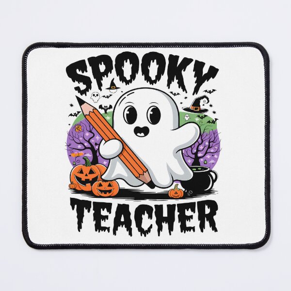Item preview, Spooky Teacher Ghost Halloween Design, Cute Ghost Holding Pencil with Pumpkins designed and sold by Sonchai Paladsai.