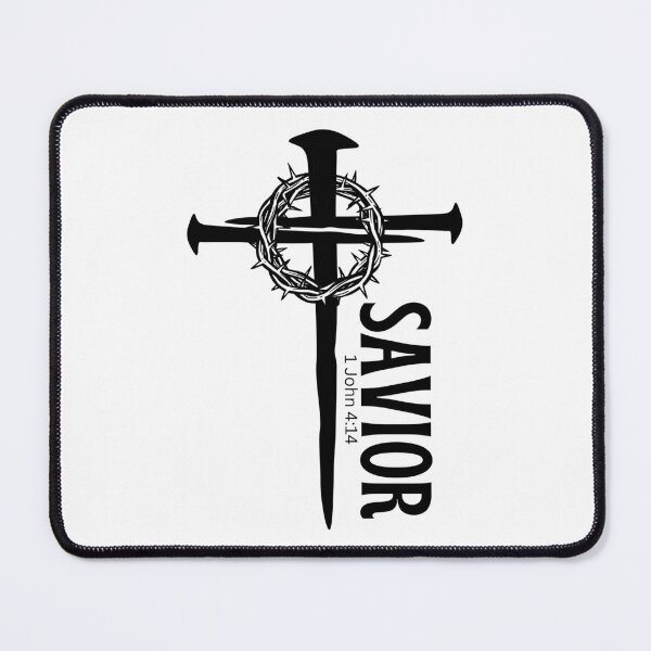 Item preview, Jesus Savior Thorn Crown on Cross Nails Bible Verse designed and sold by WanderTravels.