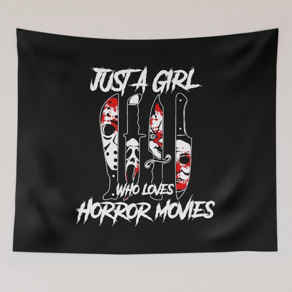 Item preview, Just a Girl Who Loves Horror Movies Characters In Knives  designed and sold by SavannalCronam.