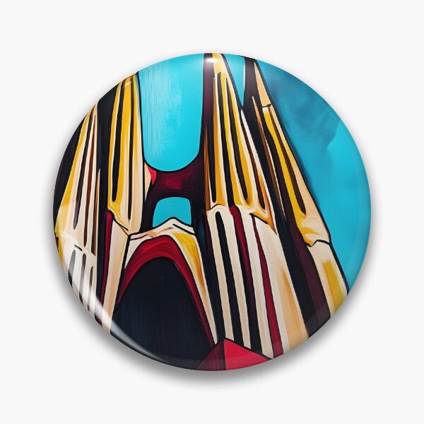 Item preview, Vibrant Spires of Sagrada Familia Barcelona Rising Against Vivid Blue Sky - Golden-Yellow and Red AI Art designed and sold by OlfactoART Studio.