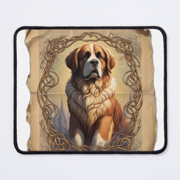 Item preview, St Bernard Illustration on Distressed Ancient Paper designed and sold by NeatThingLover.