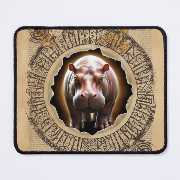Item preview, Antique Hippo Illustration on Aged Parchment designed and sold by NeatThingLover.
