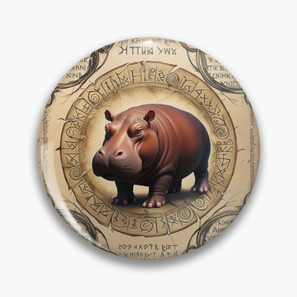 Item preview, Timeless Hippo Drawing on Faded Manuscript designed and sold by NeatThingLover.