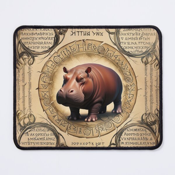Item preview, Timeless Hippo Drawing on Faded Manuscript designed and sold by NeatThingLover.