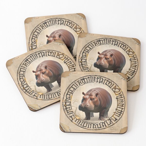 Item preview, Aged Parchment Hippo Illustration designed and sold by NeatThingLover.