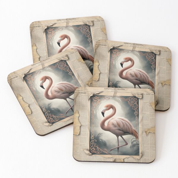 Item preview, Antique Flamingo Illustration on Aged Parchment designed and sold by NeatThingLover.