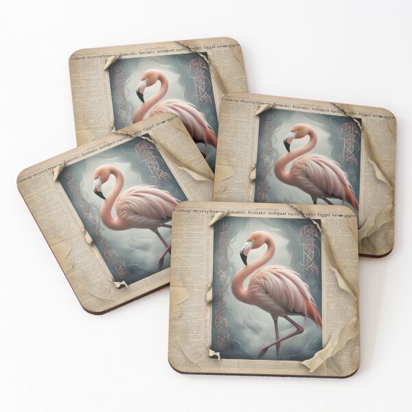 Item preview, Flamingo Illustration on Distressed Ancient Paper designed and sold by NeatThingLover.