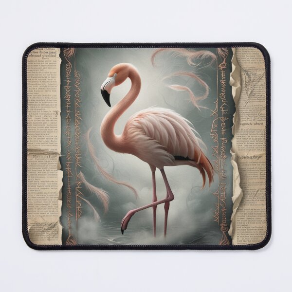 Item preview, Timeless Flamingo Drawing on Faded Manuscript designed and sold by NeatThingLover.