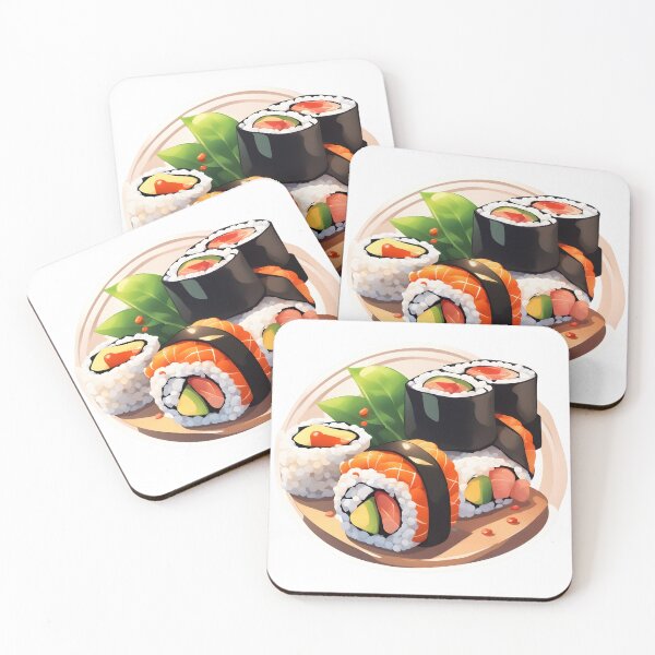 Item preview, Vibrant Sushi Roll Illustration - Mouthwatering Japanese Cuisine Art for Sushi Enthusiasts designed and sold by CrownedCanvas.