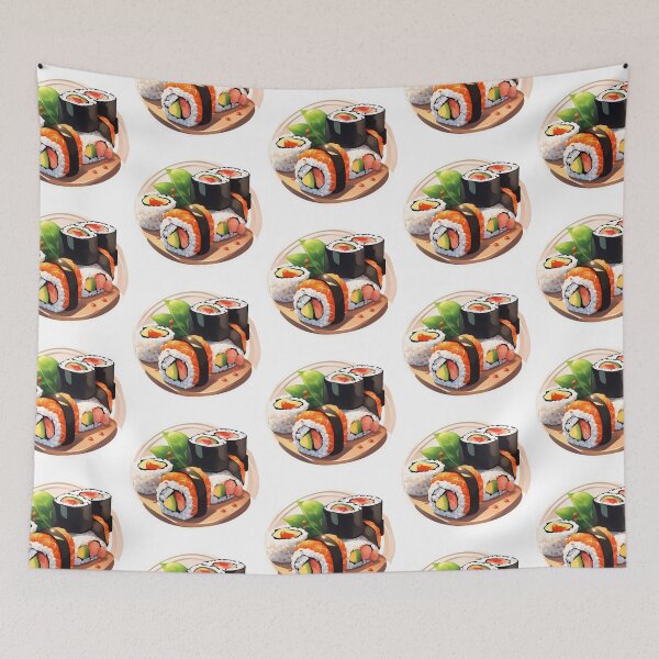 Item preview, Vibrant Sushi Roll Illustration - Mouthwatering Japanese Cuisine Art for Sushi Enthusiasts designed and sold by CrownedCanvas.