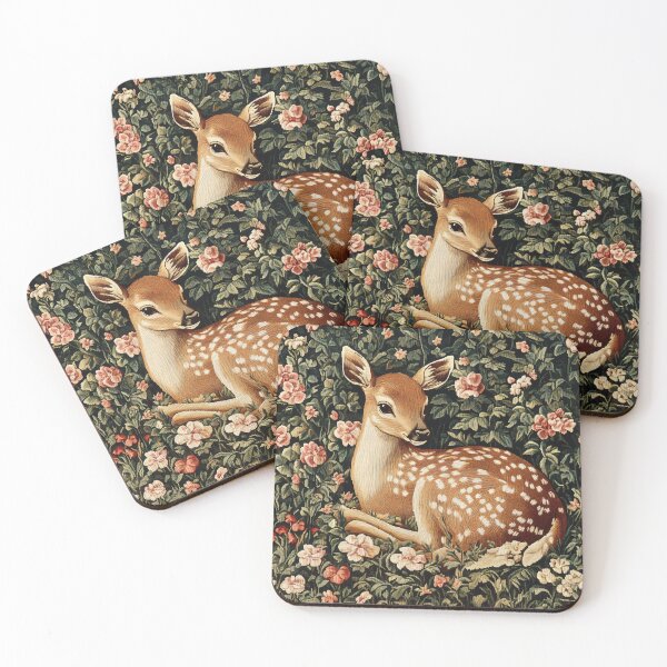 Item preview, Enchanted Woodland: Verdure Tapestry with Fawn and Blossoms designed and sold by Octavia Soldani.