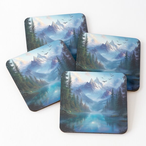 Item preview, Lake and Mountains Landscape designed and sold by NicolasGlowArt.