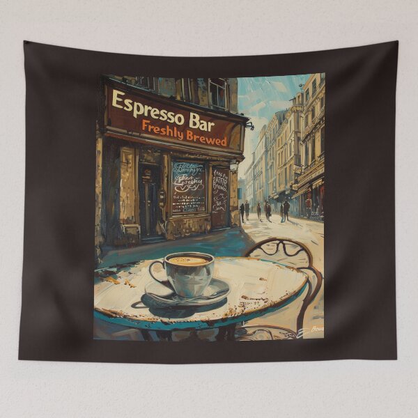 Item preview, A Vintage Poster of a Espresso Bar Freshly Brewed designed and sold by GoodOldVintage.