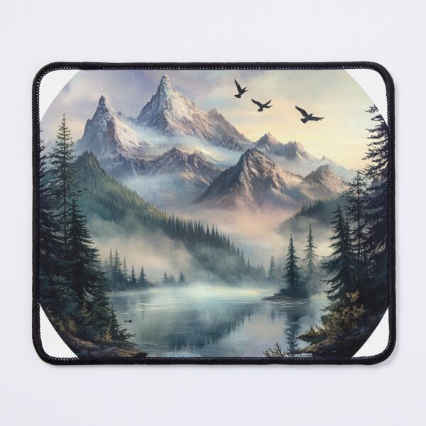 Item preview, Bird and Mountains Landscape designed and sold by NicolasGlowArt.